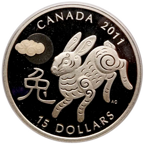 2011 $15 Fifteen Dollars-Classic Chinese Zodiac Series-YEAR OF THE RABBIT