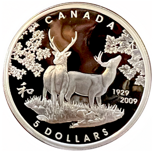 2009 Canada Sterling Silver Five Dollars Coin-80th Anniversary of Canada in Japan