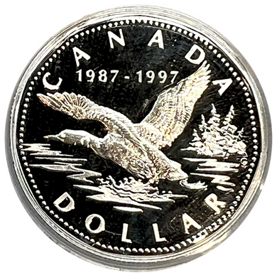 1997 Canada Sterling Silver, 10th Anniversary, Proof Loon Dollar