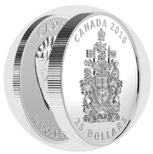 2016 Twenty Five Dollars, Fine Silver Piedfort- The Coat of Arms of Canada