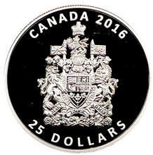 2016 Twenty Five Dollars, Fine Silver Piedfort- The Coat of Arms of Canada