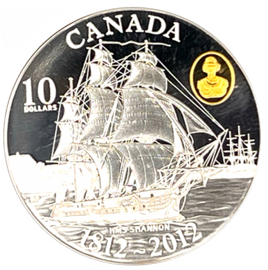 2012 Canada Fine Silver Proof $10 HMS Shannon 1812, Ten Dollars