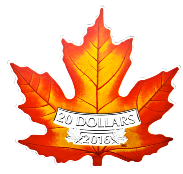 2016 Canada 20$ Fine Silver Coin-Canada Colourful Maple Leaf