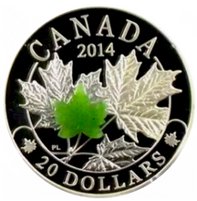 2014 20 Dollars Fine Silver Coin-Majestic Maple Leaves, with Jade