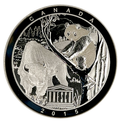 2015 Canada 20 Dollars Fine Silver Coin, UNESCO-Wood Buffalo National park and Sichuan Giant Panda Sanctuaries