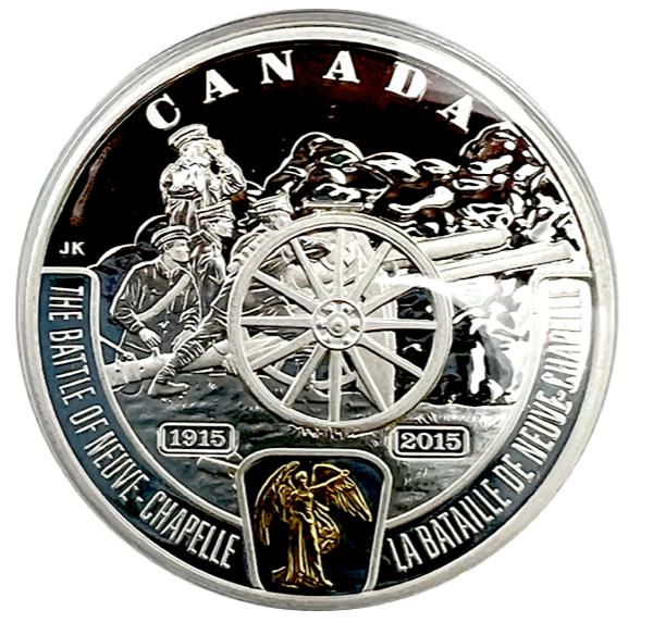 2015 1 oz. Pure Silver Coin – First World War Battlefront Series-The Battle of Neuve-Chapelle