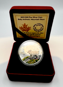 2015 Canada 20 Dollars Fine Silver Coin, Baby Animals-Mountain Goat