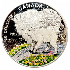 2015 Canada 20 Dollars Fine Silver Coin, Baby Animals-Mountain Goat