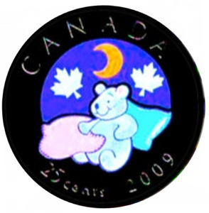 2009 Canada Nickel Coloured Quarter - 25 Cents From Baby Set-Teddy Bear