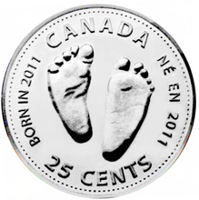 2011 Canada Nickel Coloured Quarter - 25 Cents From Baby Gift Set-Baby's Feet UNC