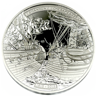 2014 $50 Fifty Dollars, Fine Silver Coin-HMS Shannon and USS Chesapeake