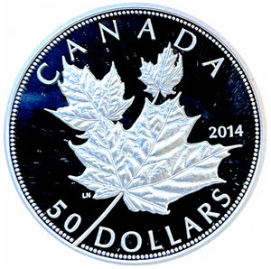 2014 $50 Fifty Dollars, Fine Silver Coin-Maple leaf