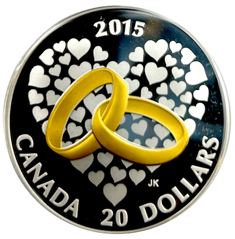 2015 Canada $20 Dollars Fine Silver Coin, Wedding