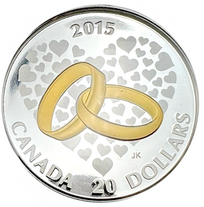 2015 Canada $20 Dollars Fine Silver Coin, Wedding