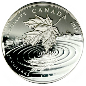 2015 Canada $20 Dollars Fine Silver Coin, Maple Leaf Reflection