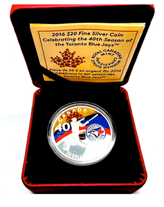 2016 Canada $20 Dollars Fine Silver Coin, 40th Season of The Toronto Blue Jays