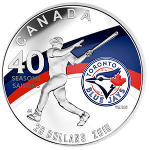 2016 Canada $20 Dollars Fine Silver Coin, 40th Season of The Toronto Blue Jays