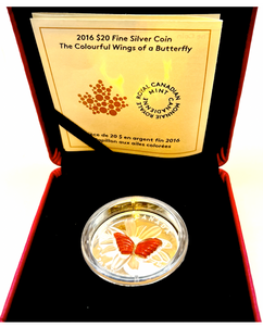 2016 Canada 20 Dollars Fine Silver Coin, The Colourful Wings of a Butterfly