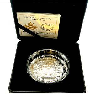 2025 $50 Fifty Dollars, Heraldic Bear - Fine Silver EHR/UHR Coin