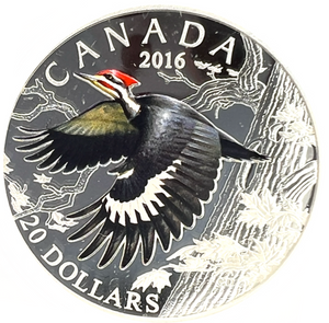 2016 Canada 20 Dollars Fine Silver Coin, The Pileated Woodpecker