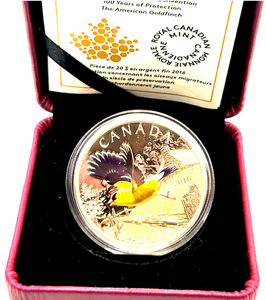 2016 Canada 20 Dollars Fine Silver Coin, The American Goldfinch