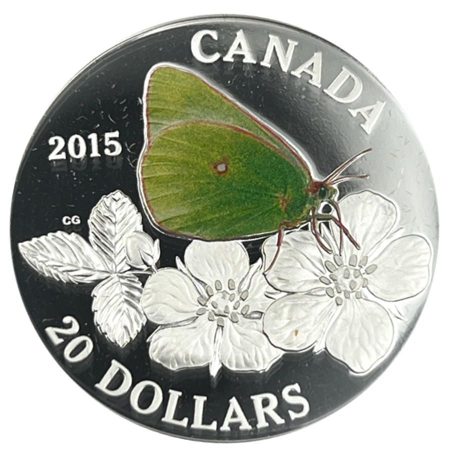 2015 Twenty Dollars Fine Silver, Butterflies of Canada-Colias Gigantea