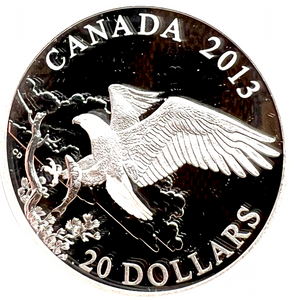 2013 Canada 20 Dollars Fine Silver Coin, The Bald Eagle-Returning From the Hunt