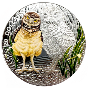 2015 Canada 20 Dollars Fine Silver Coin, Baby Animals-Burrowing Owl