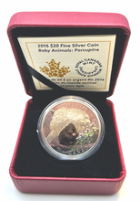 2016 Canada 20 Dollars Fine Silver Coin, Baby Animals-porcupine