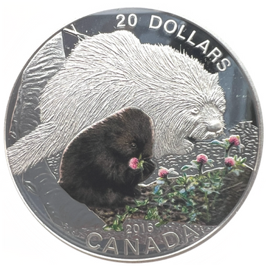 2016 Canada 20 Dollars Fine Silver Coin, Baby Animals-porcupine