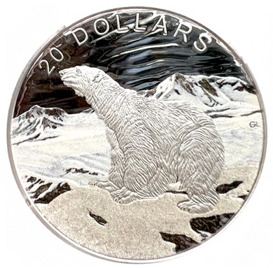 2017 20 Dollars Sterling Silver Coin, Glistening North, The Polar Bear