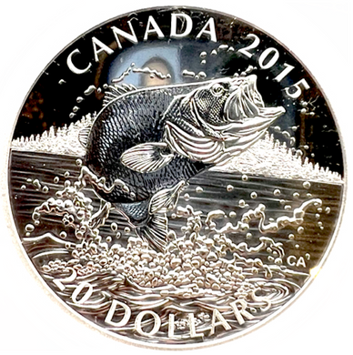 2015 20$ Fine Silver Coin-North American Sportfish- Largemouth Bass