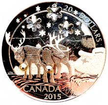 2015 20 Dollars Sterling Silver Coin, Holiday Reindeer