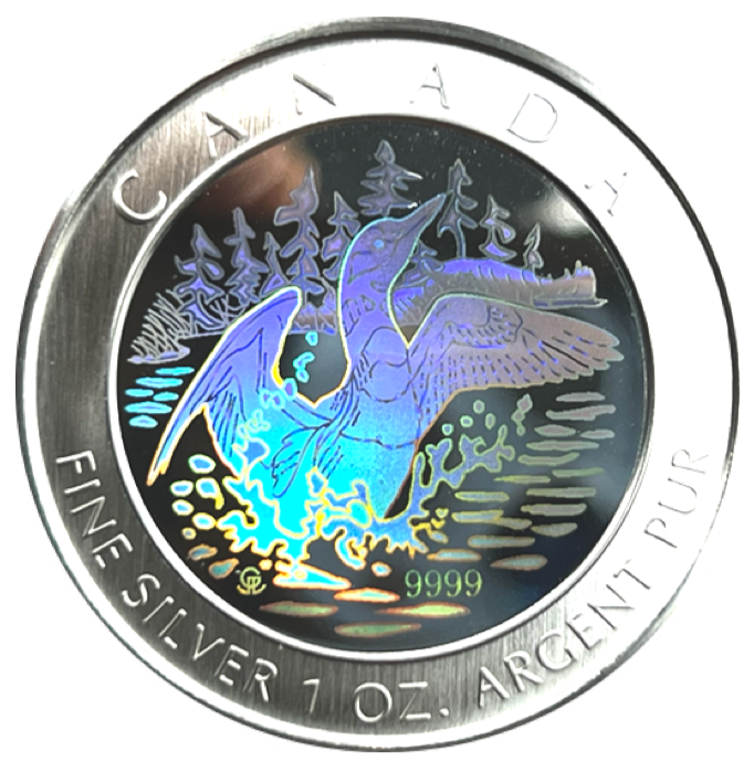 2002 5$ Fine Silver 15th Anniversary of the One Dollar Loon