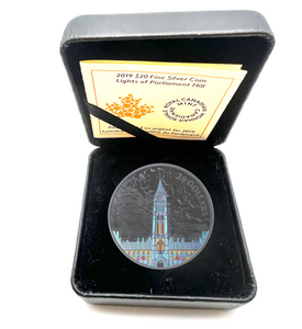 2019 Canada 20 Dollars Fine Silver, Lights of Parliament Hill