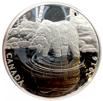 2016 Canada Fine Silver $10 Ten Dollars-Reflections of Wildlife-Grizzly Bear