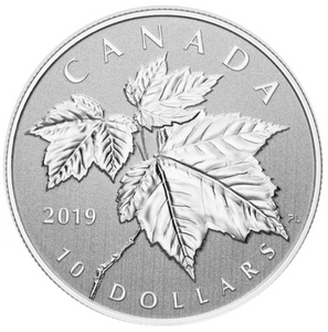 2019 Canada $10 Ten Dollars-Maple leaf 1/2 oz