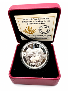 2014 $25-Fine Silver Coin-Cowbow in the Canadian Rockies