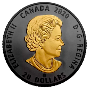 2020 Canada 20 Dollars Fine Silver Coin, Black on Gold- The Canadian Horse