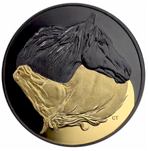 2020 Canada 20 Dollars Fine Silver Coin, Black on Gold- The Canadian Horse