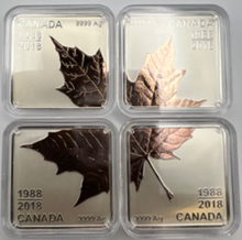 2018 $3 Three Dollars-Fine Silver Rose Gold Plated Maple Leaf Quartet-Thirty Years