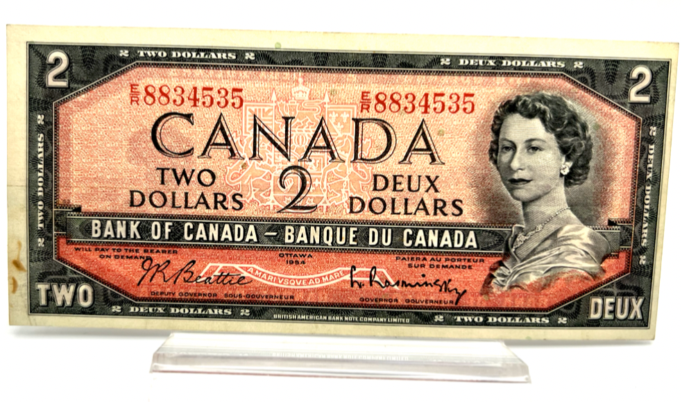 1954 Bank of Canada Two Dollars EF Serial-ER 8834535