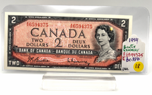 1954 Bank of Canada Two Dollars UNC Serial-AR 6594375