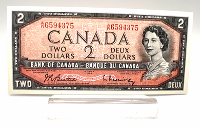 1954 Bank of Canada Two Dollars UNC Serial-AR 6594375