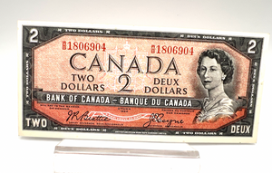 1954 Bank of Canada Two Dollars EF Serial-WB 1806904