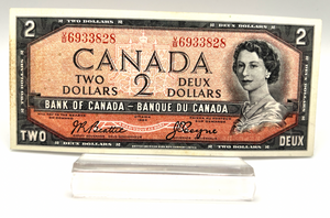 1954 Bank of Canada Two Dollars EF Serial-VB 6933828