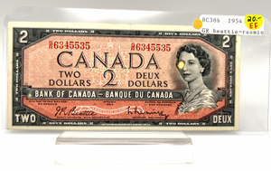 1954 Bank of Canada Two Dollars EF Serial-GR 6345535