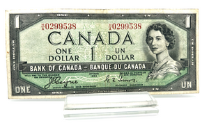 1954 Bank of Canada One Dollars VG  Devil's Face Serial-HA 0299538