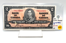 1937 Bank of Canada Two Dollars EF-40 Serial-KR 4114905