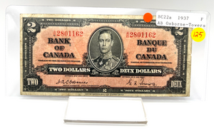 1937 Bank of Canada Two Dollars F-12 Osborne Serial-AB 2801162